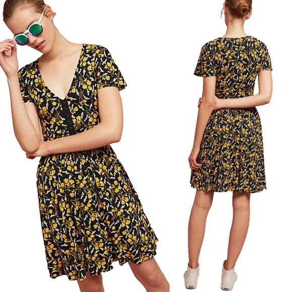 Maeve Dresses & Skirts - Anthropologie Maeve Breeze Dress Women Size S Black Floral